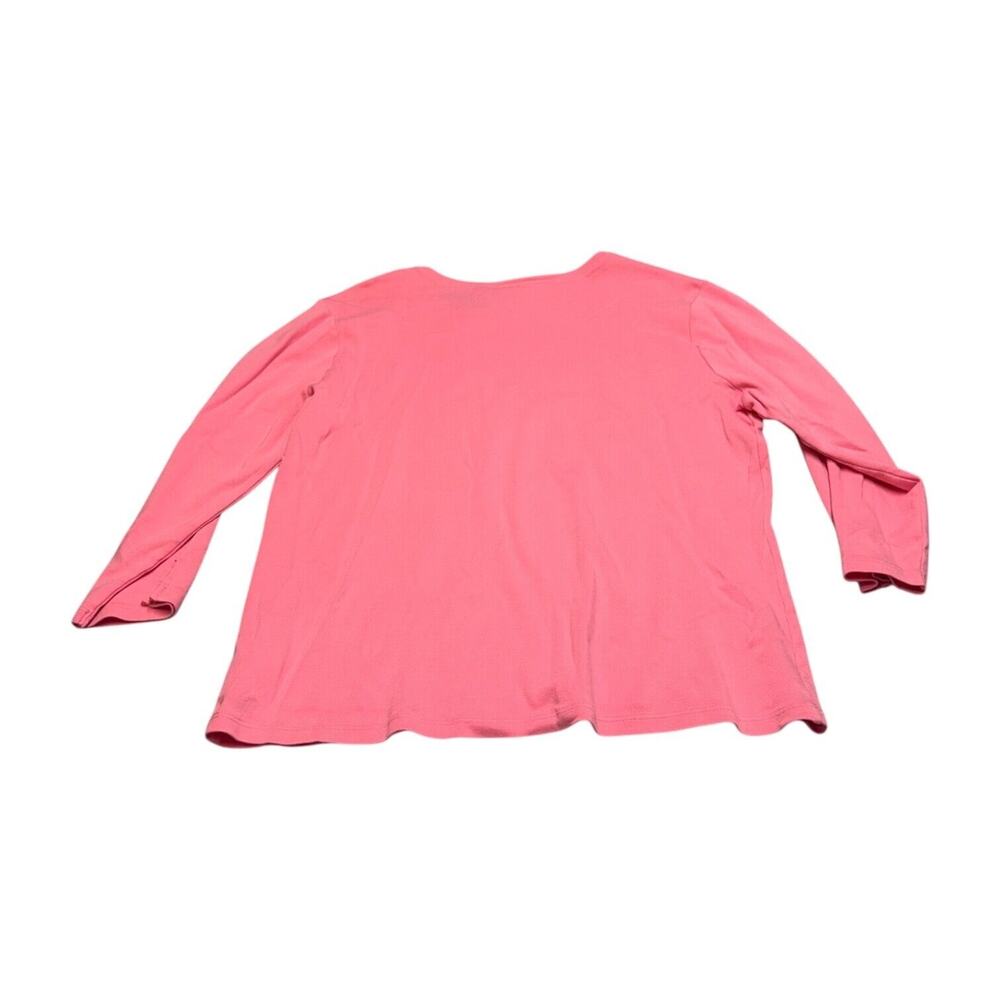 David Brooks Blouse Top Women's XL Pink 100% Cotton Knit Round Neck Long Sleeve - Picture 3 of 8